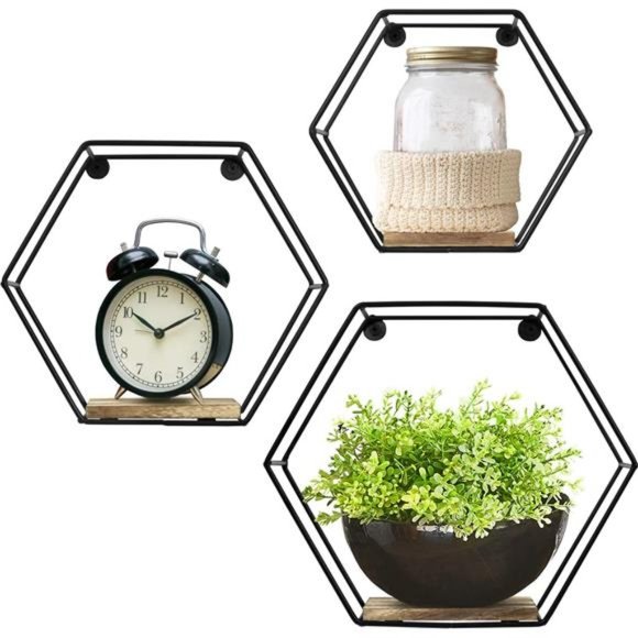 Geometric Hexagon Shaped Floating Shelves,Honeycomb Shelves,Home Decor,MetalWire - Picture 1 of 5